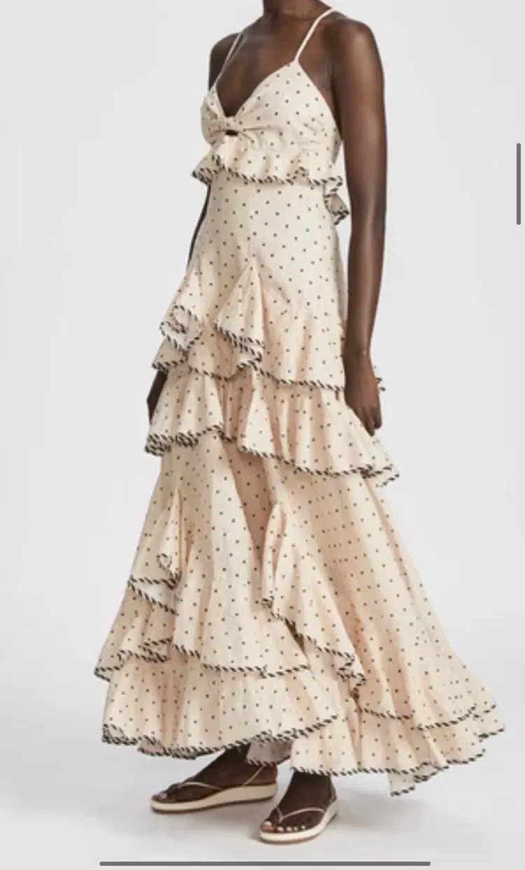 Alemais Ruffle Tiered Maxi Polka Dot Dress Print Size 6 - Image 1