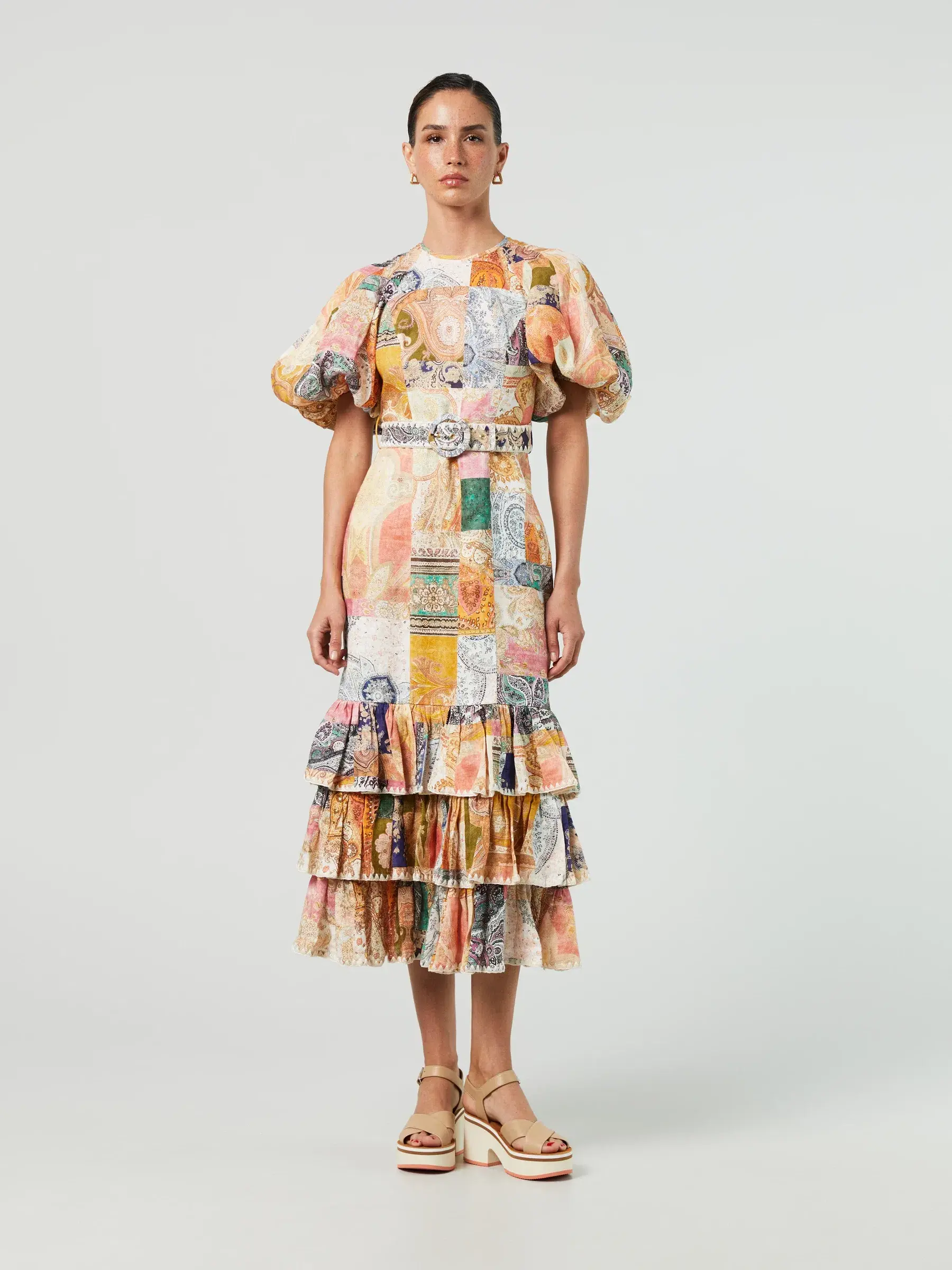Zimmermann Anneke Ruffle Hem Long Dress Print Size 1/Au 10 - Image 1