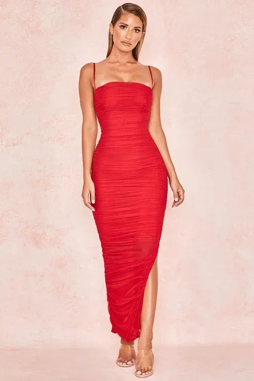 House of CB Fornarina Mesh Maxi Dress Red Size XS / Au 6 - Image 1