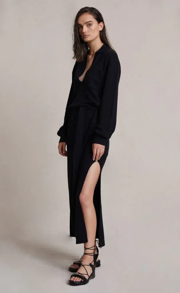 Bec and Bridge Liam Knit Polo Dress Black Size 8  for rent on The Volte - main image