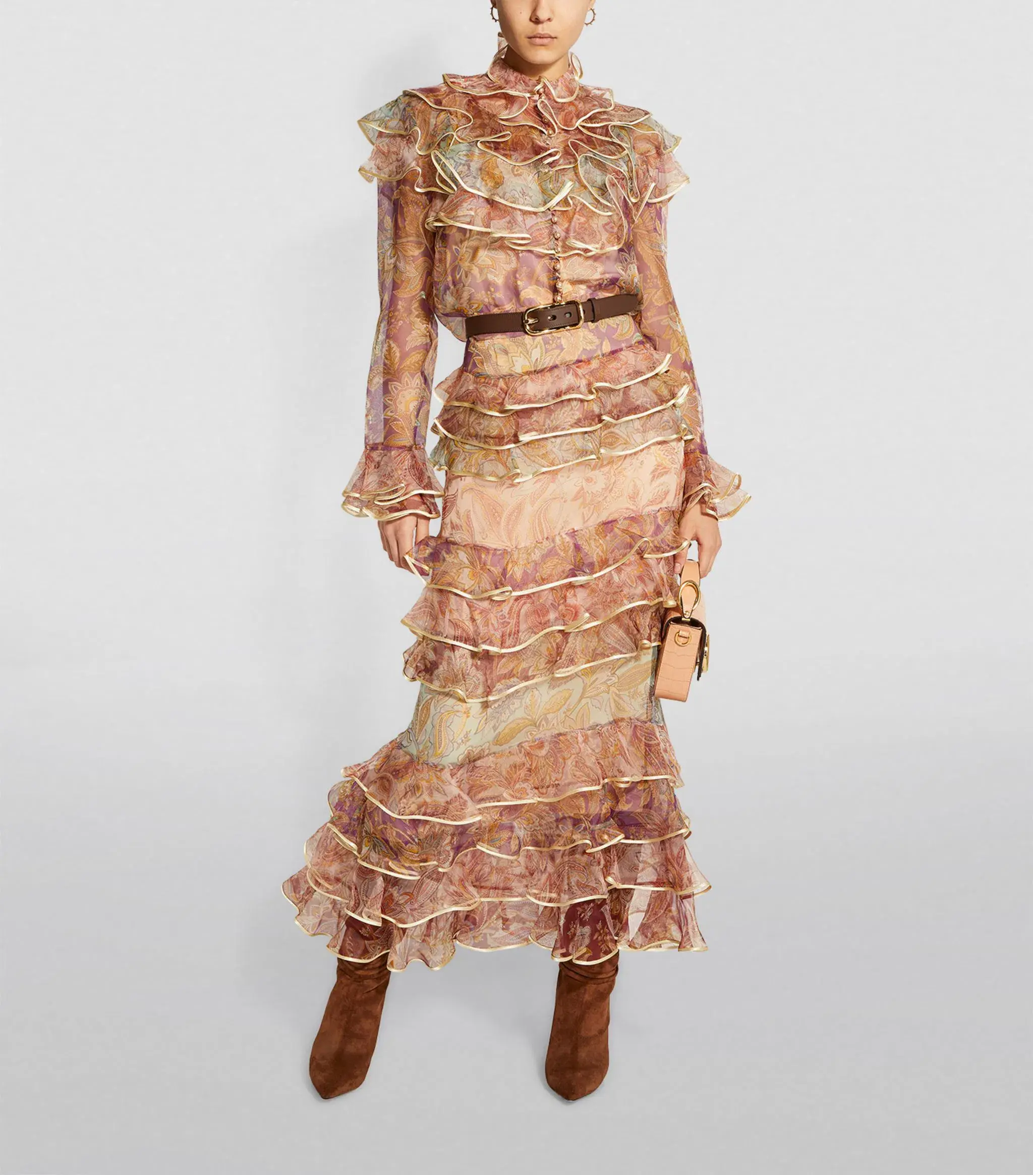 Zimmermann Lucky Tiered Blouse & Skirt Set Spliced Jacobean Size 0 / AU 8 - Image 1
