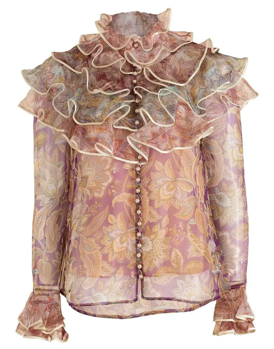 Zimmermann Lucky Tiered Blouse & Skirt Set Spliced Jacobean Size 0 / AU 8 - Image 2