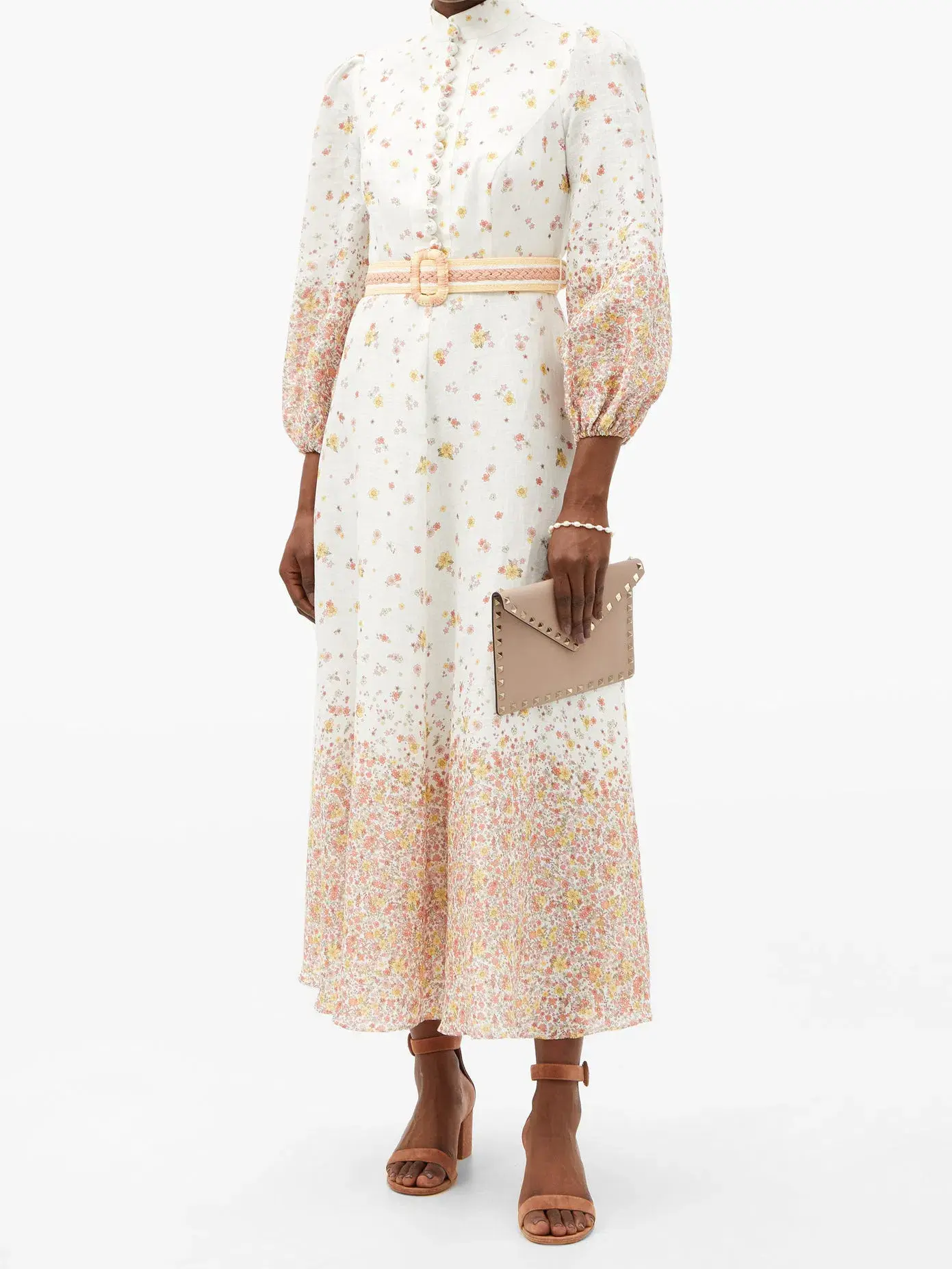 Zimmermann Carnaby Belted Linen Dress Floral Print Size 0 / AU 8 - Image 1