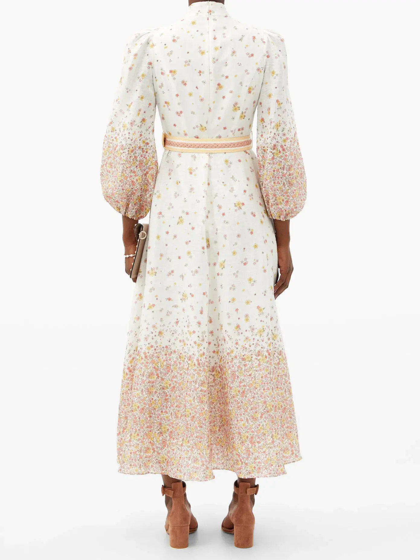 Zimmermann Carnaby Belted Linen Dress Floral Print Size 0 / AU 8 - Image 2