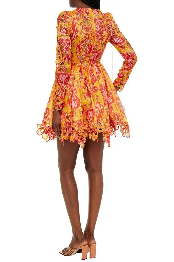 Zimmermann Brightside Rouleaux Mini Dress Gold Ikat Size 0 - Image 2