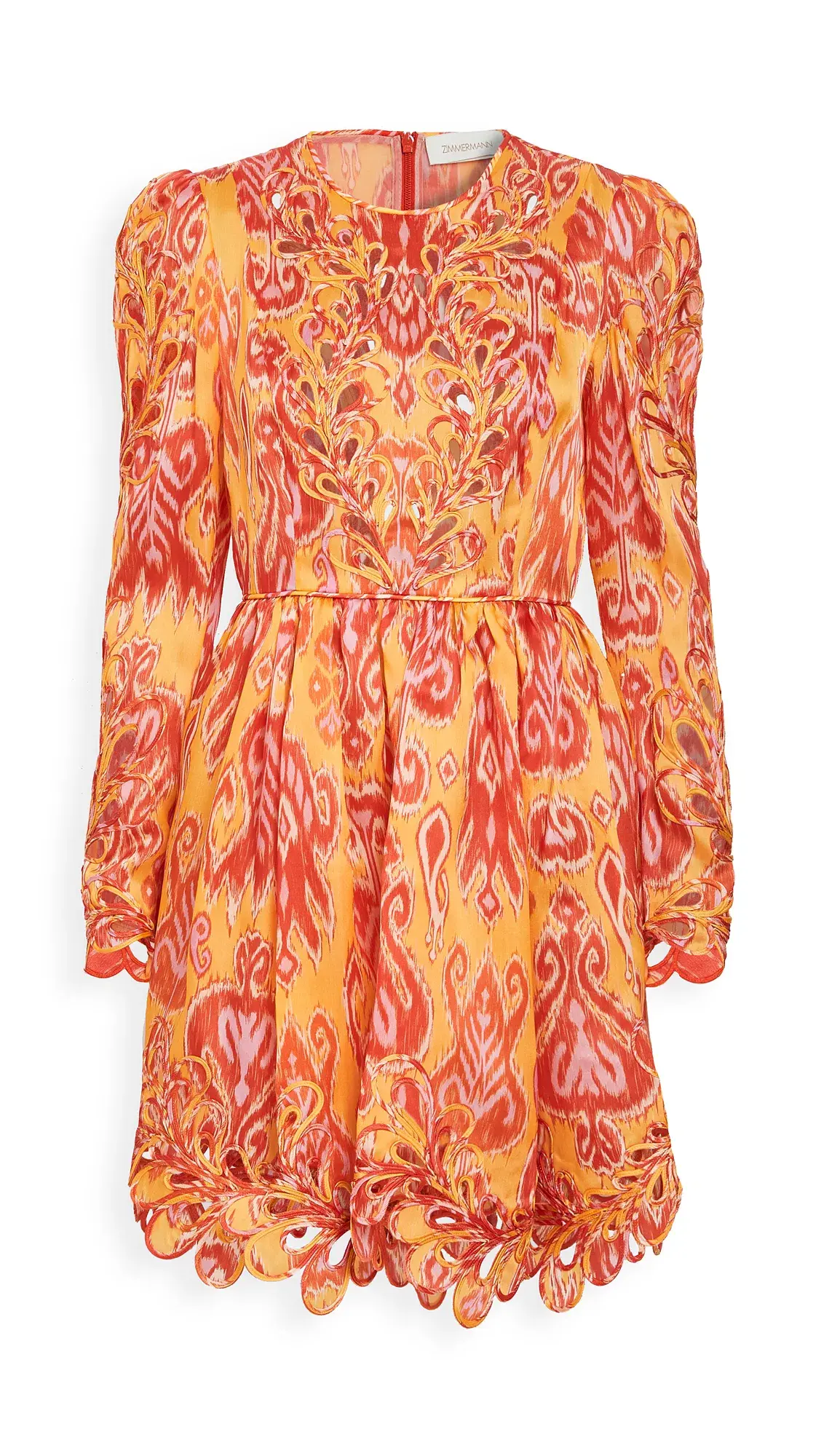 Zimmermann Brightside Rouleaux Mini Dress Gold Ikat Size 0 - Image 3