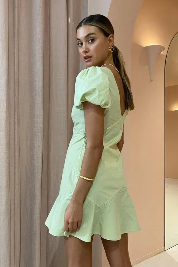 Sir the Label Mason Panelled Mini Dress in Pistachio Green Size 8 for rent on The Volte - main image