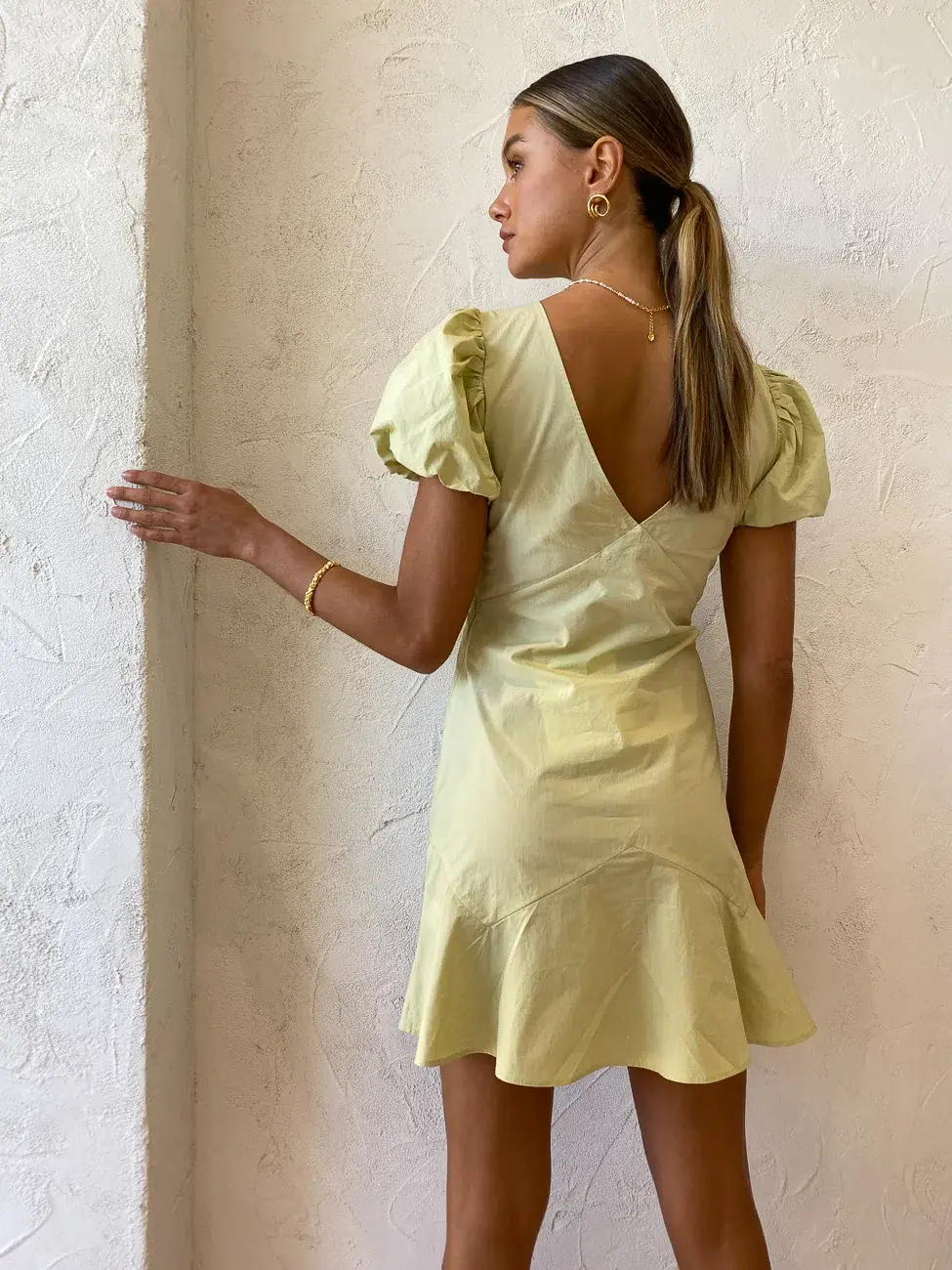 Sir the Label Mason Panelled Mini Dress in Pistachio Green Size 8 for rent on The Volte - main image