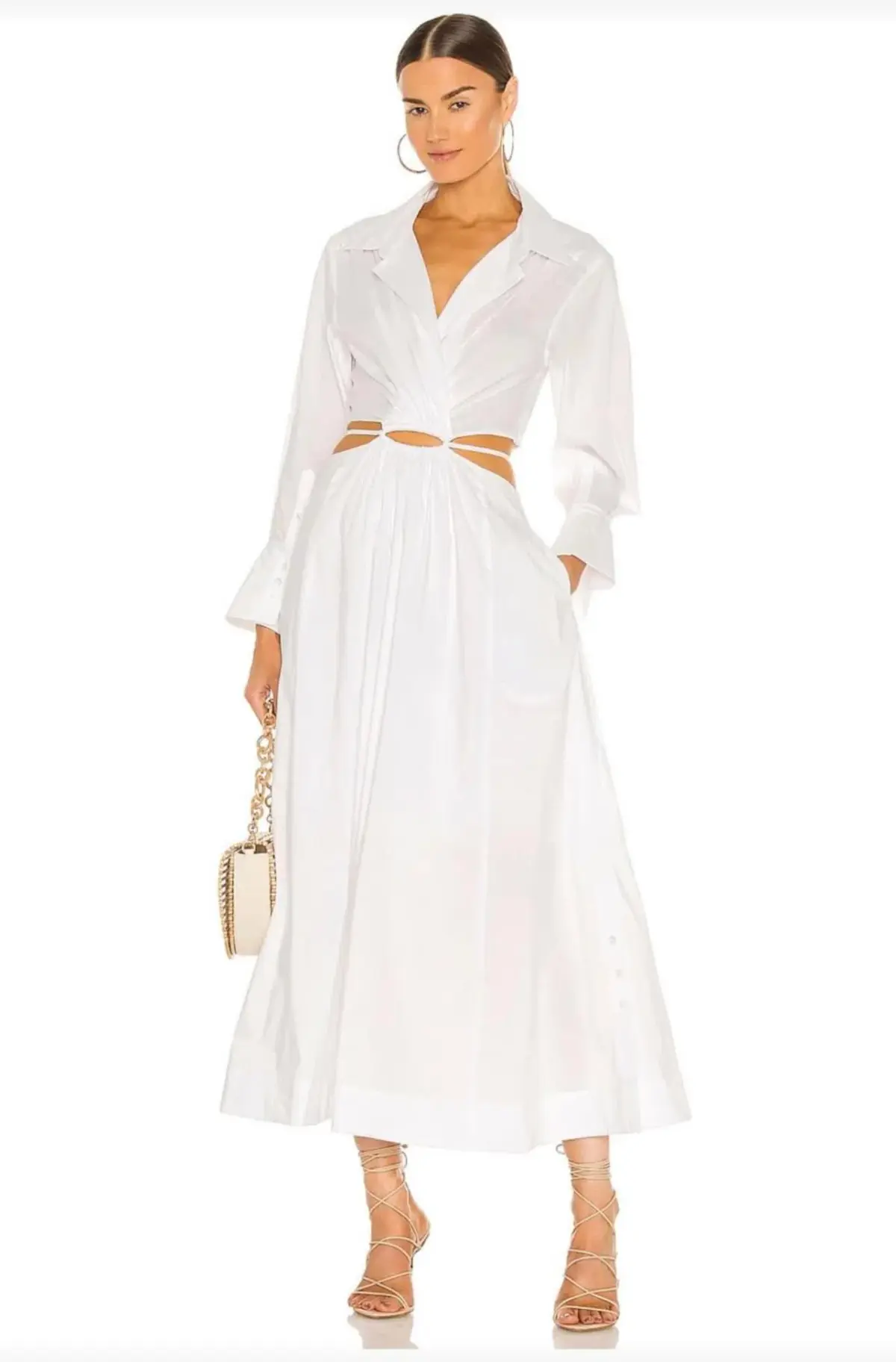 Jonathan Simkhai Alex Cut Out Shirt Dress White Size XS - Image 1