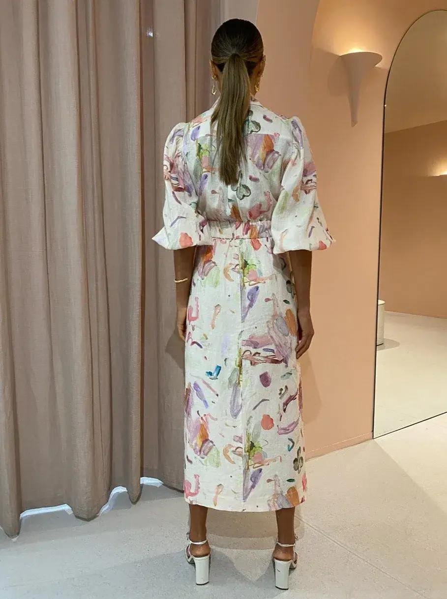 Alemais Annie Shirt Dress in Rose Print Size 14 - Image 4