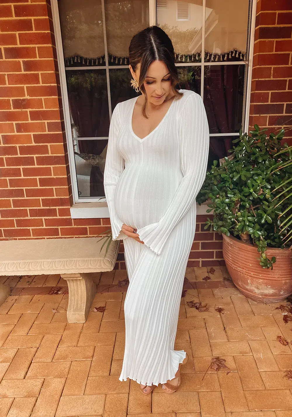 DISSH Reign Sleeve Knit Midi Dress White Size S - Image 6