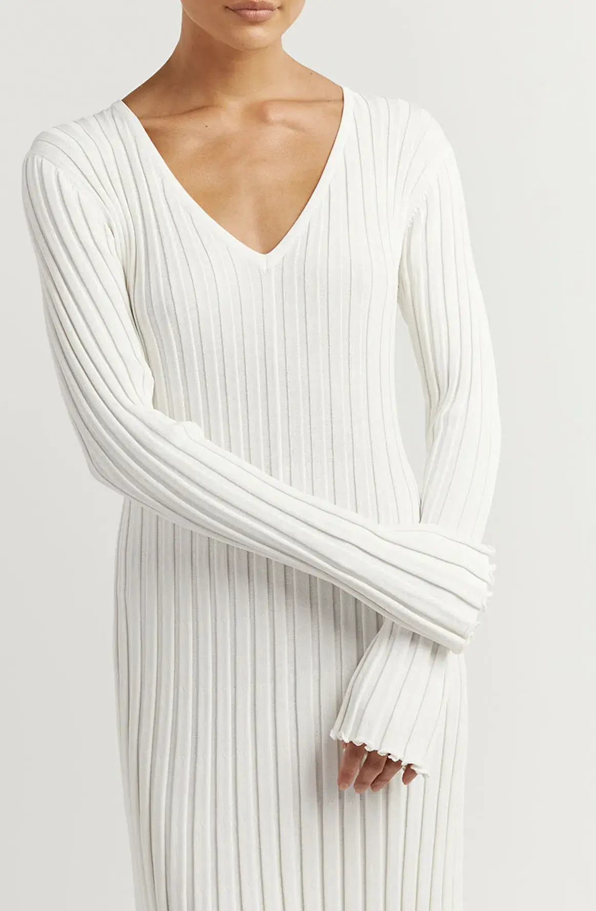 DISSH Reign Sleeve Knit Midi Dress White Size S - Image 3