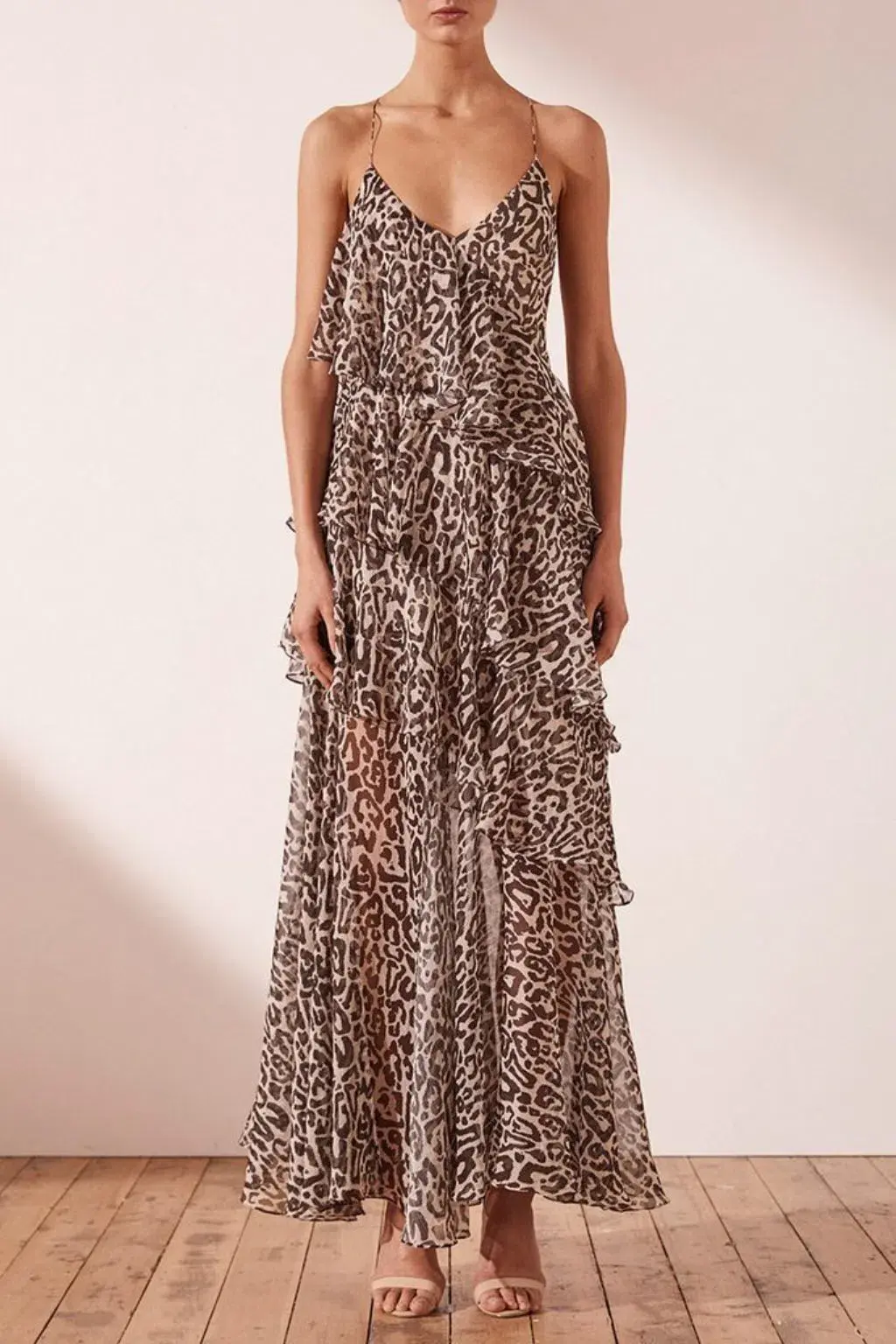 Shona Joy Mariposa Cross Back Maxi Dress Leopard Print Size 10 - Image 1