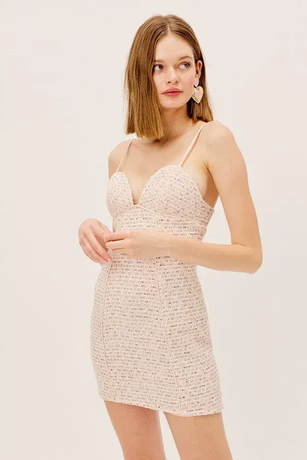 For Love & Lemons Dionne Mini Dress Pink Size 6 for rent on The Volte - main image