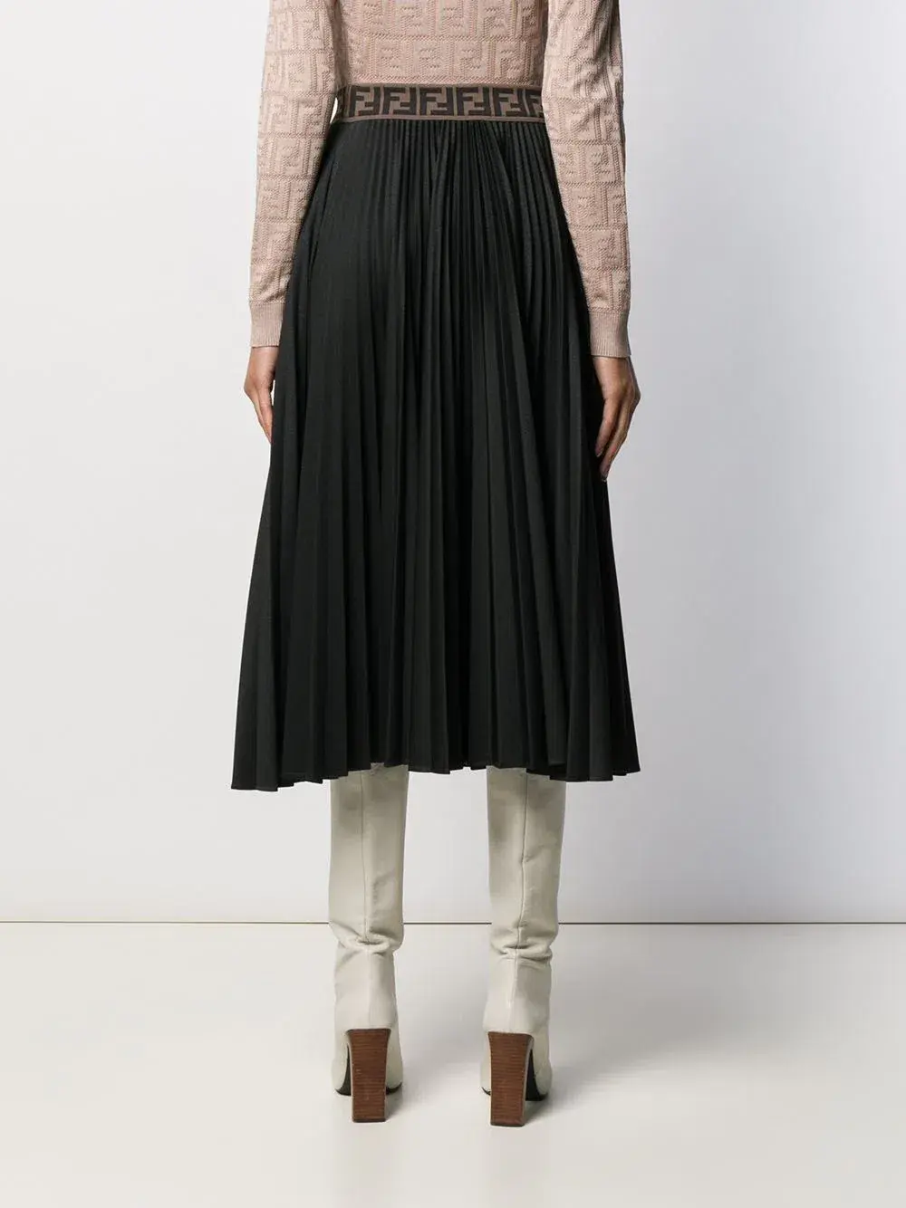Fendi FF Pleated Skirt Black Size 8  - Image 2