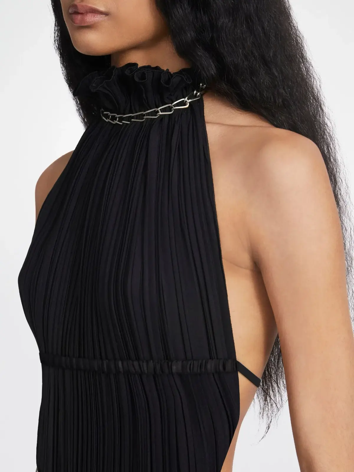Dion Lee Chain Pleat Halter Dress Black Size 6 - Image 3
