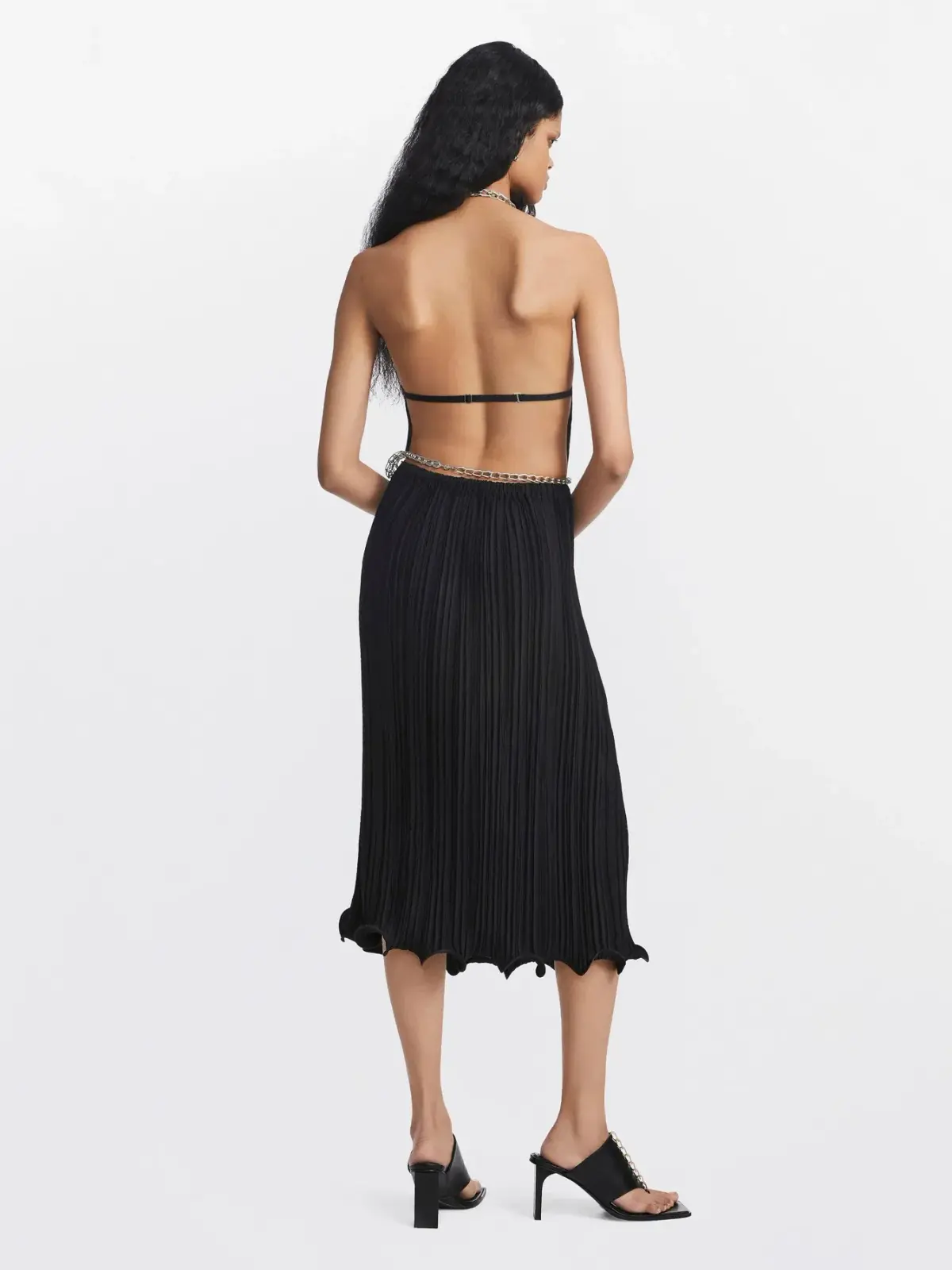 Dion Lee Chain Pleat Halter Dress Black Size 6 - Image 4