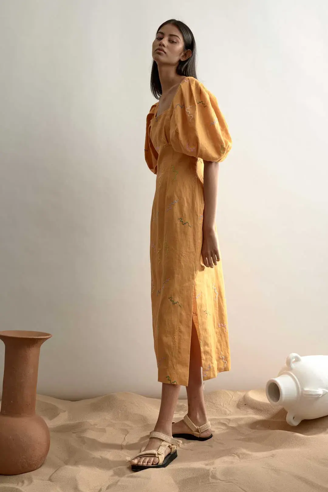 Alemais Sundance Midi Dress Yellow Print Size 6 - Image 2