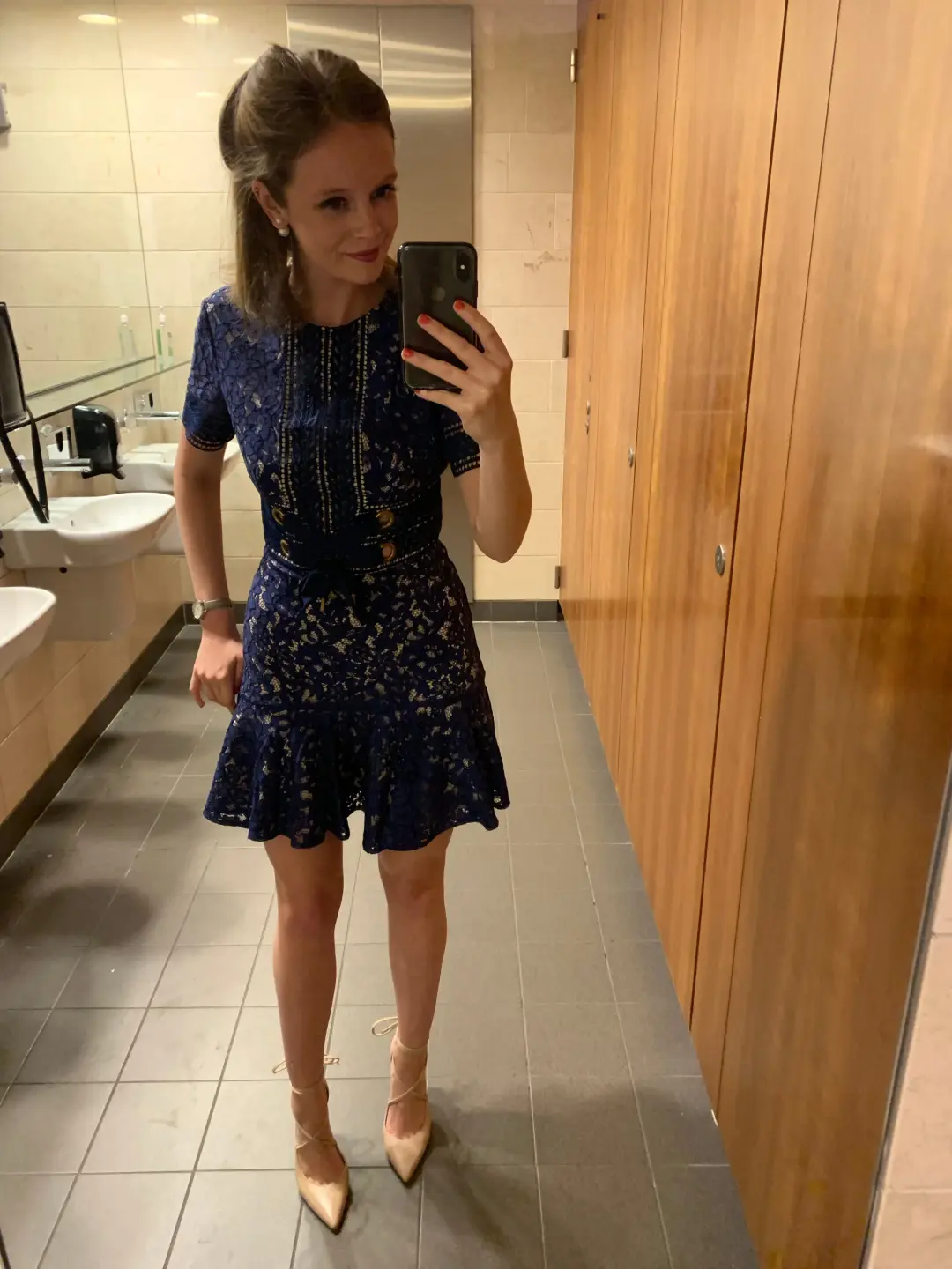 Lover Flora Flip Mini Dress Navy Print Size 8 for rent on The Volte - main image