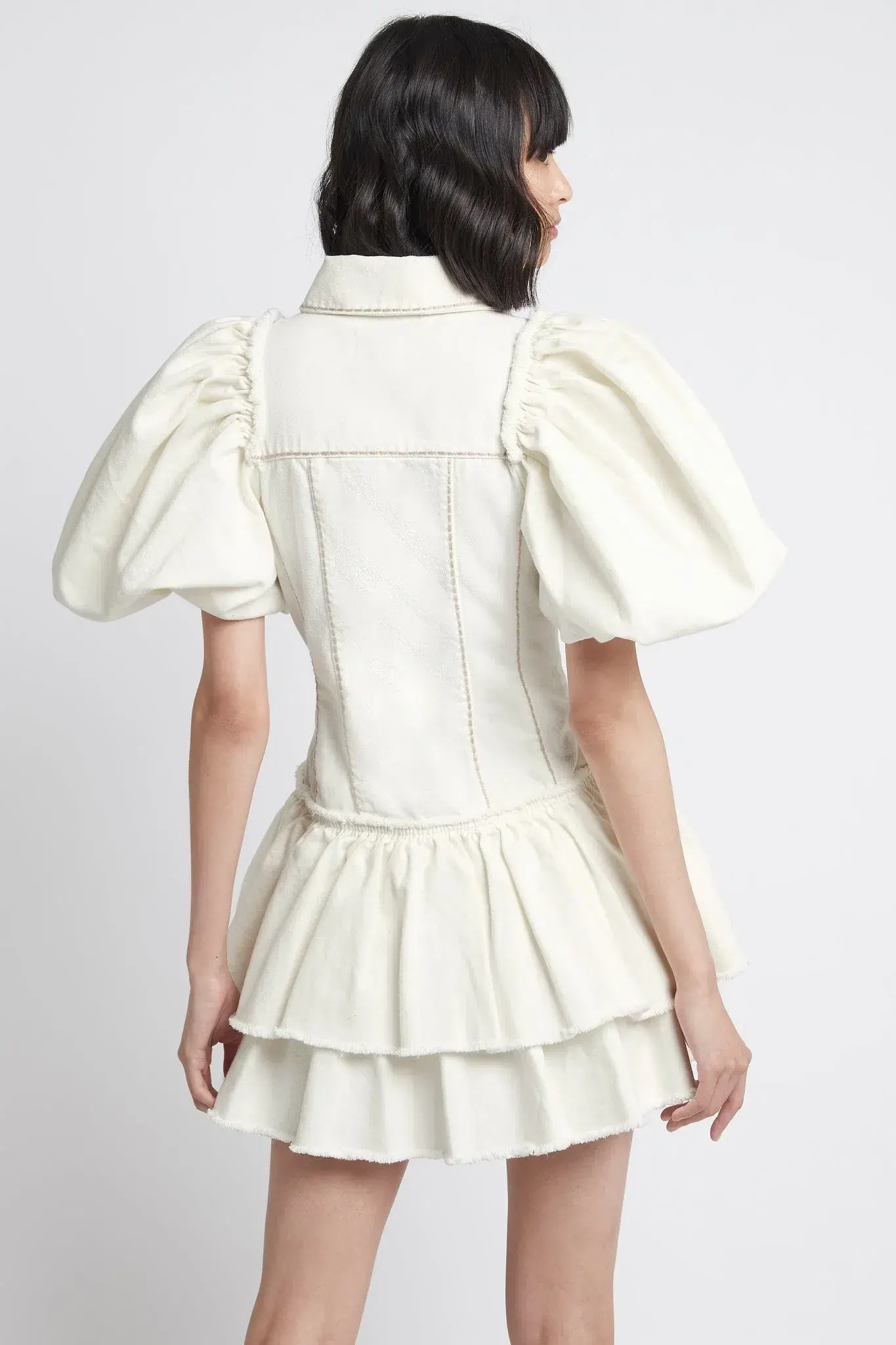Aje Reclaim Denim Mini Dress White Size 6 - Image 3