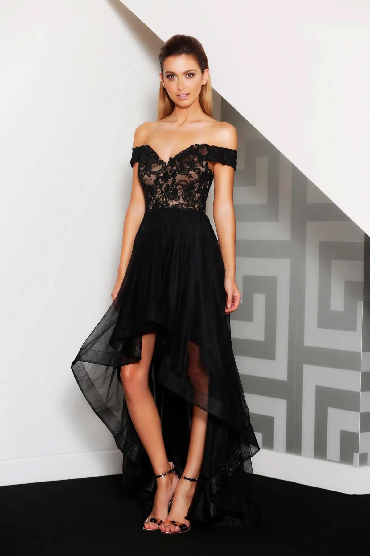 Jadore J8028 Emma Off Shoulder Dress Black Size 8  - Image 1