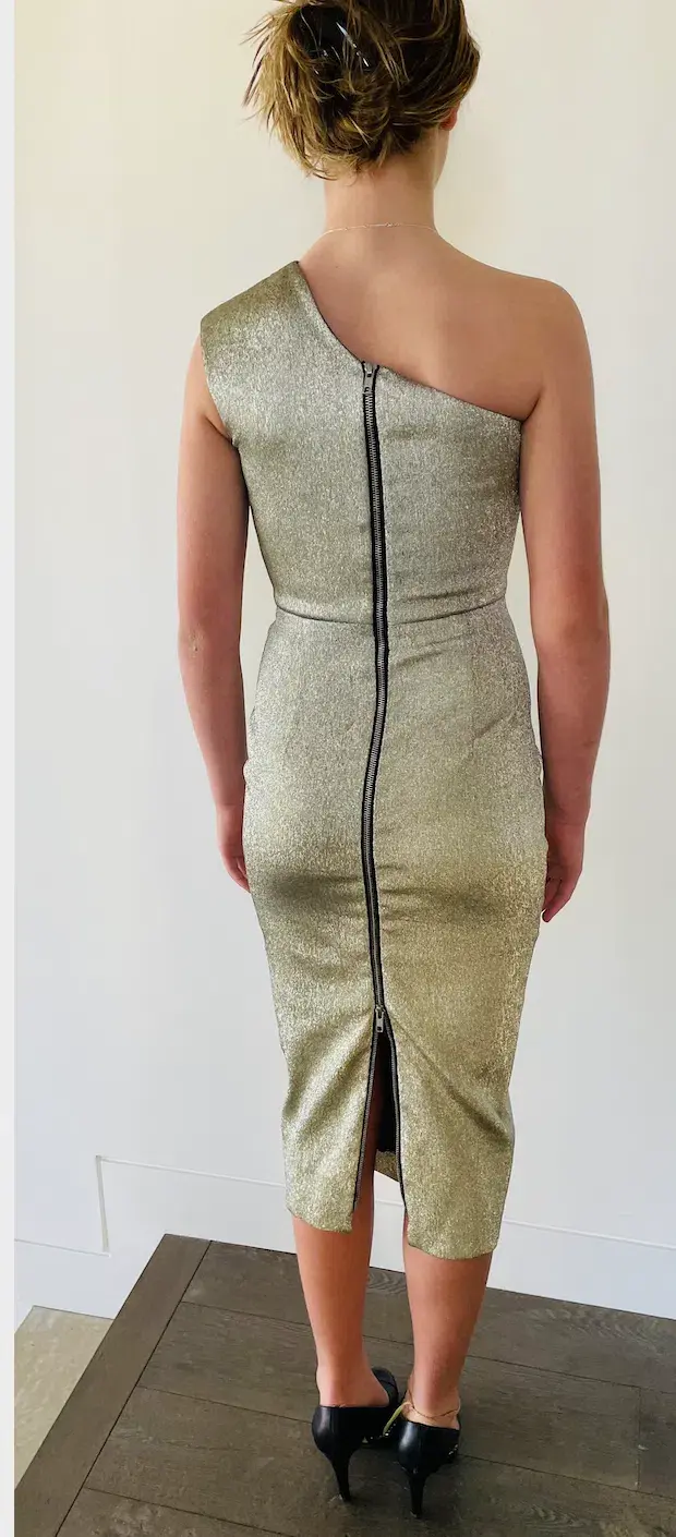 Alex Perry One Shoulder Dress Gold Size 6 - Image 2