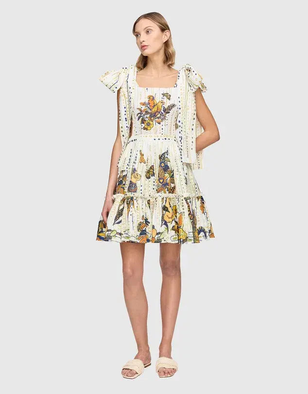 Leo Lin La Vida Bowtie Mini Dress Print Size 10 - Image 1
