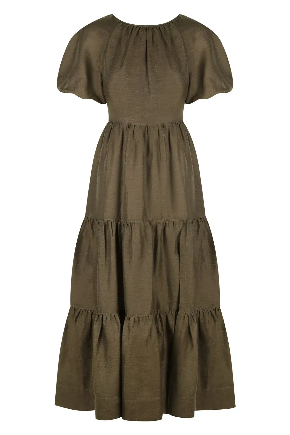 Shona Joy Bruna Linen Short Sleeve Backless Midi Dress Green Size 12 - Image 3
