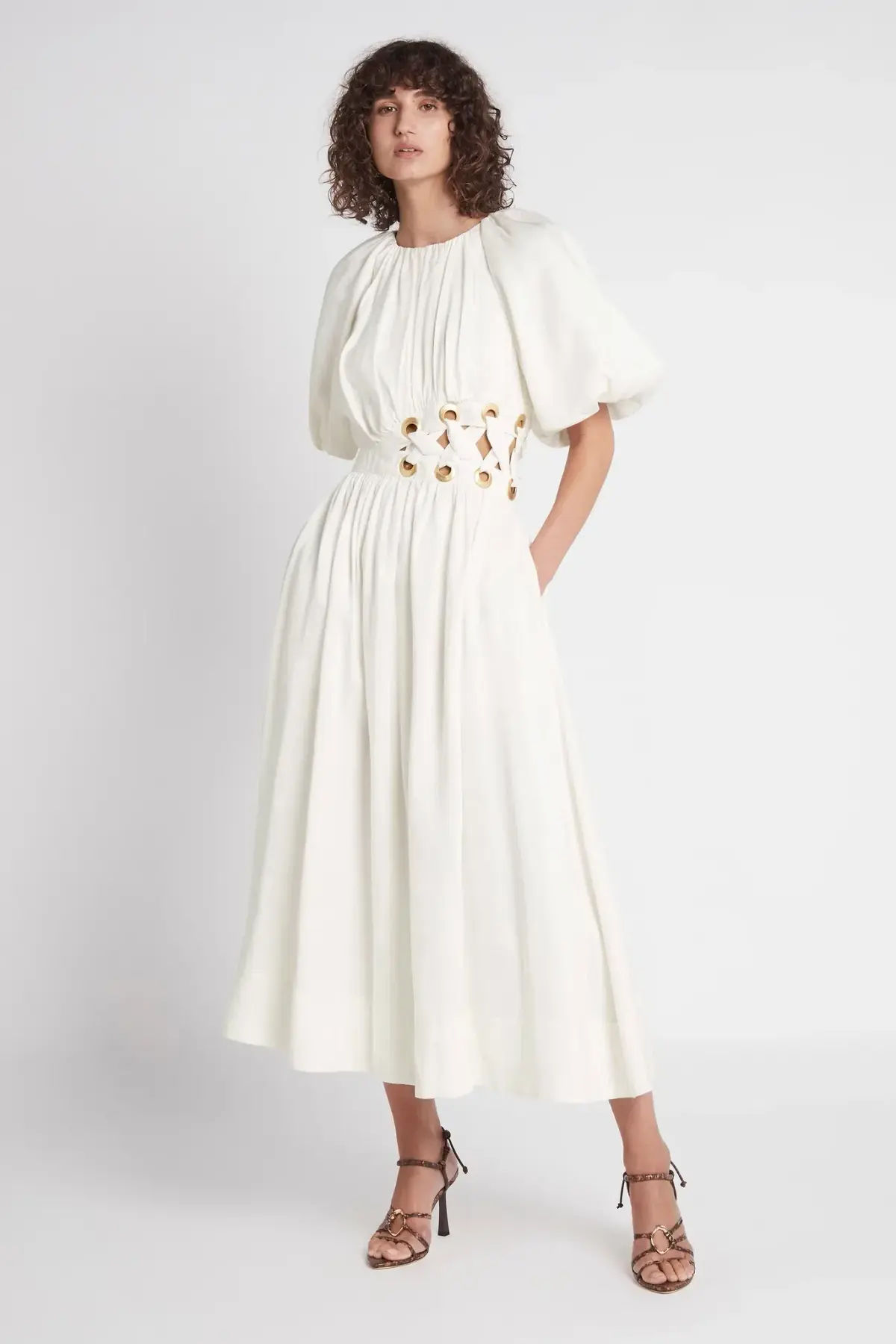 Aje Virtuous Asymmetric Midi Dress White Size 10 - Image 1