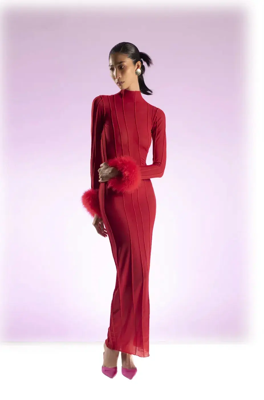 Fancì Club Silky Dress Red Size S - Image 1