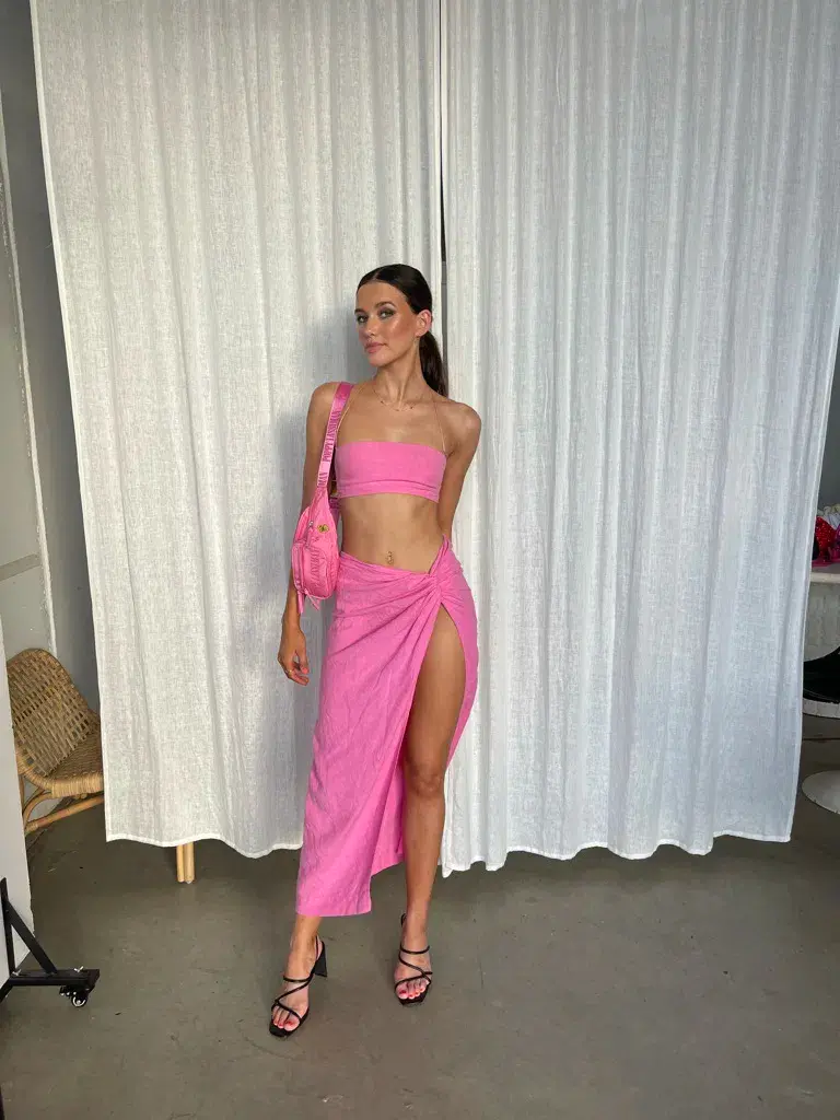 Natalie Rolt Kylie Crop Size 0 & Kaia Skirt Size 1 Set Pink  - Image 1