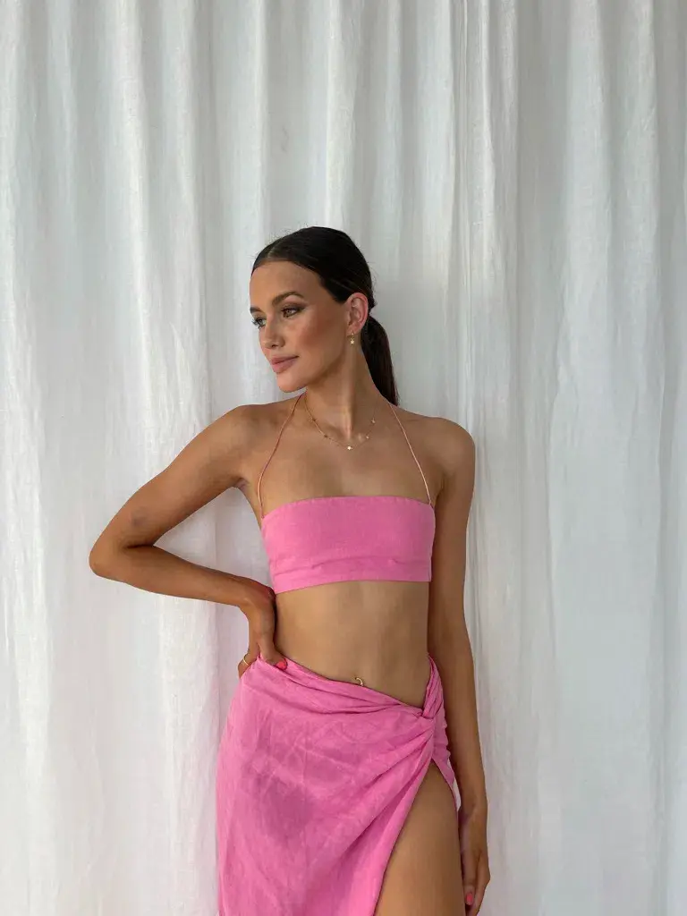 Natalie Rolt Kylie Crop Size 0 & Kaia Skirt Size 1 Set Pink  - Image 6