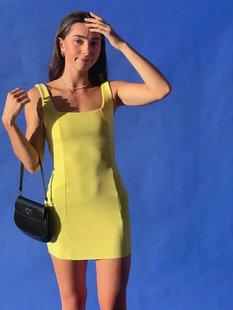 Bec & Bridge Gemma Mini Dress Banana Yellow Size AU 6    for rent on The Volte - main image