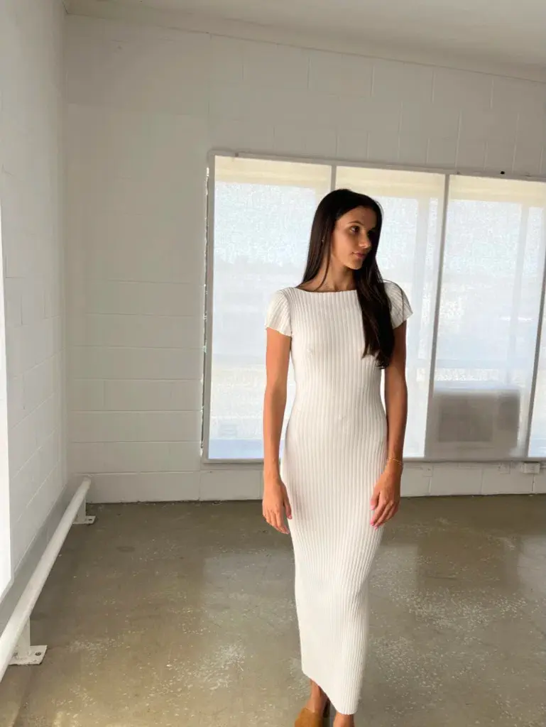 Bec & Bridge Millie Knit Midi Dress White Size 6 for rent on The Volte - main image