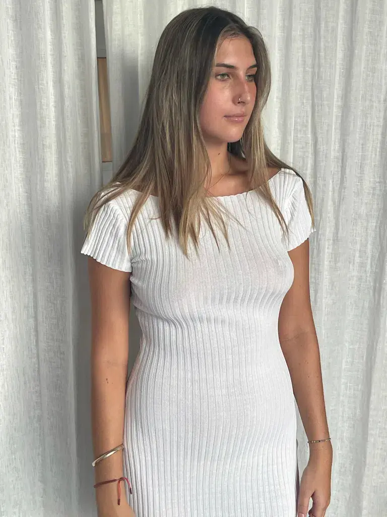 Bec & Bridge Millie Knit Midi Dress White Size 6 for rent on The Volte - main image