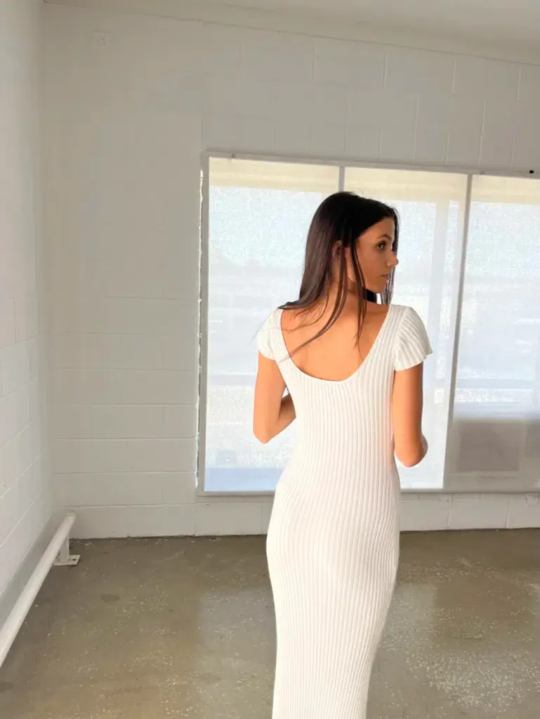 Bec & Bridge Millie Knit Midi Dress White Size 6 - Image 9
