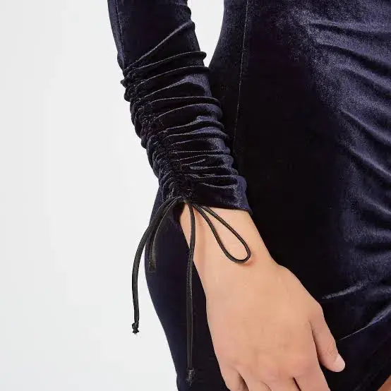 Bec & Bridge Velvet Jagger Long Sleeve Mini Dress Navy Size 8  for rent on The Volte - main image