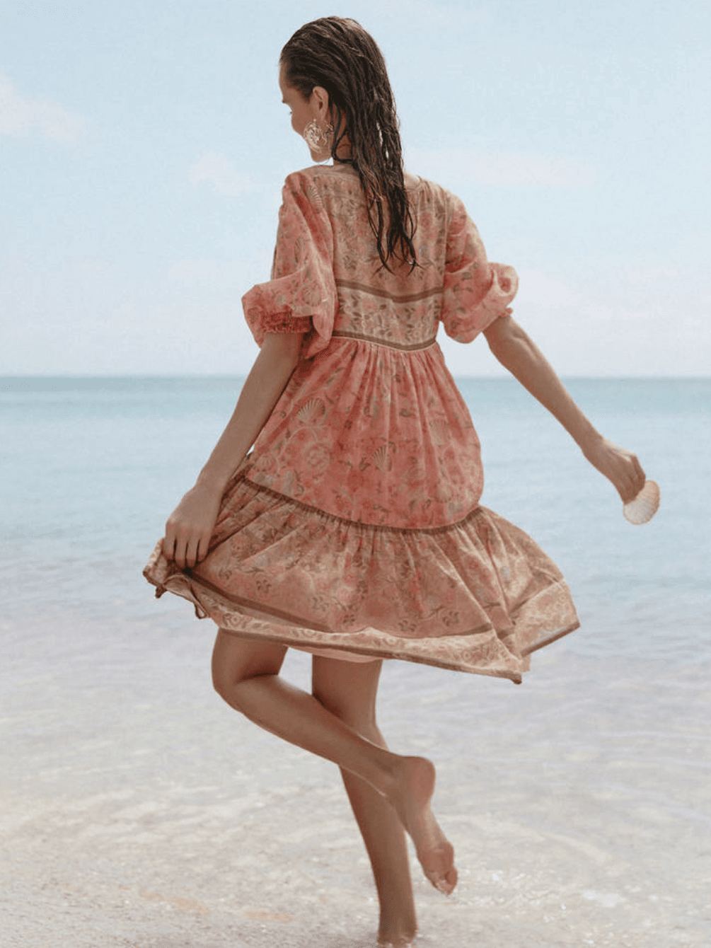 Spell & The Gypsy Seashell Boho Mini Dress Size 6 - Image 4