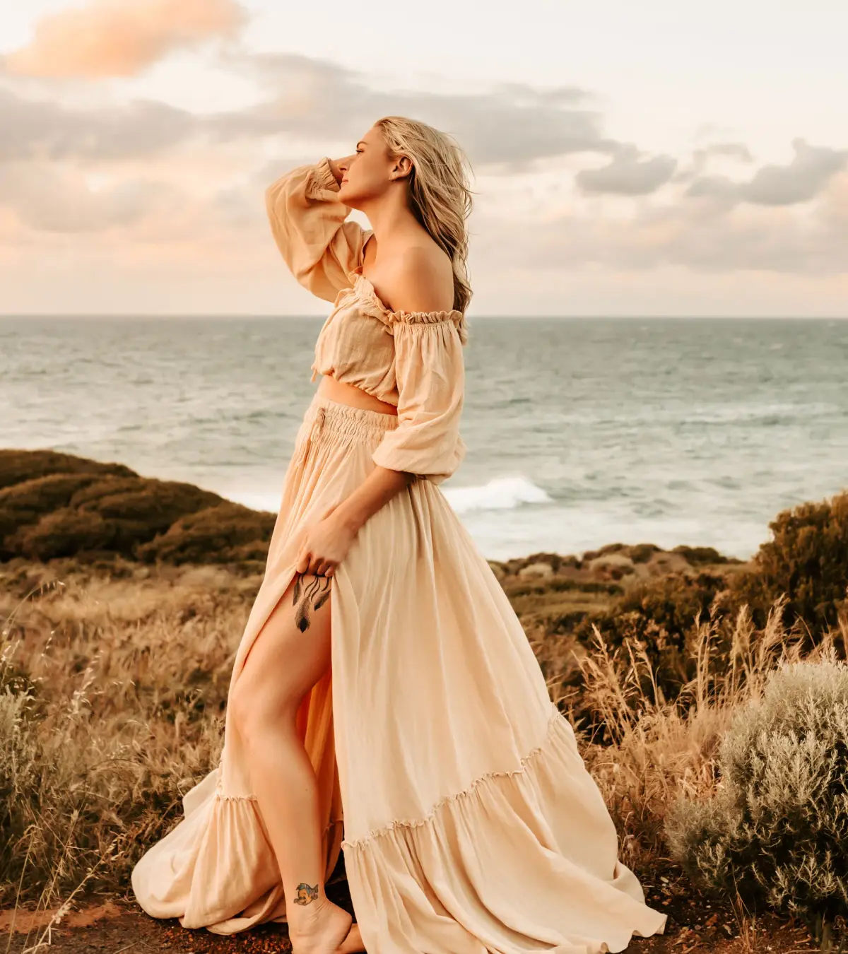 We Are Reclamation There Is Nothing Quite Like You Two Piece Maternity Gown Dark Ivory One Size  - Image 1