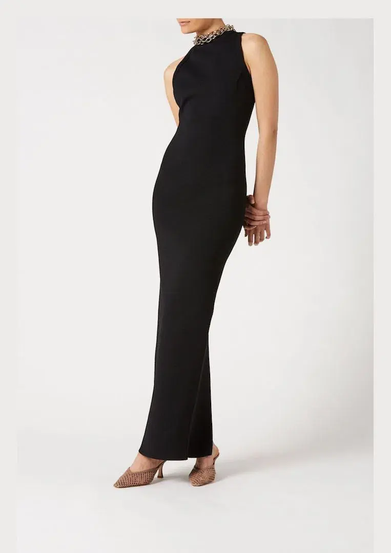 Scanlan Theodore Crepe Knit Curve Back Gown Black Size XS / Au 6 - Image 1