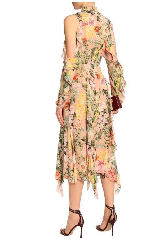 Nicholas Cold-shoulder ruffled floral-print silk crepe de chine midi dress - Image 2