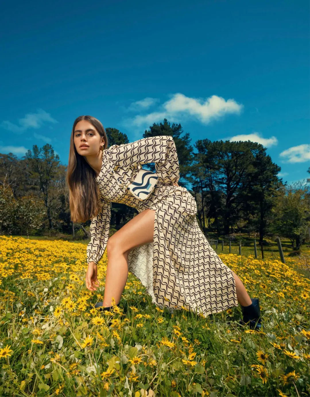 The Wolf Gang Marrakesh Cut Out Dress Black Wave Print Size 10 for rent on The Volte - main image