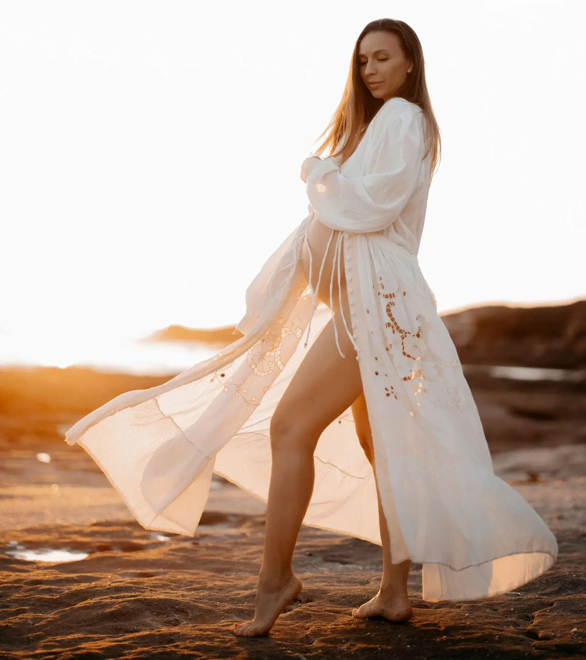 Chasing Unicorns Entering The Dreamland Kimono Dress Cream Size L - Image 1