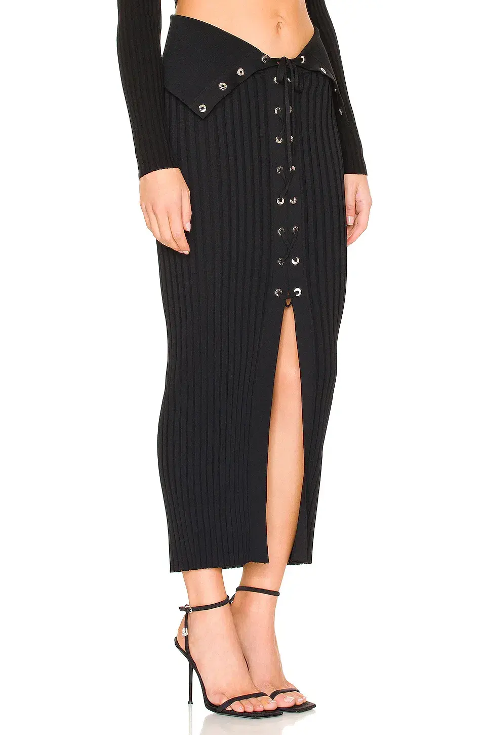 Dion Lee Lace Up Eyelet Skirt Black Size 6 - Image 1