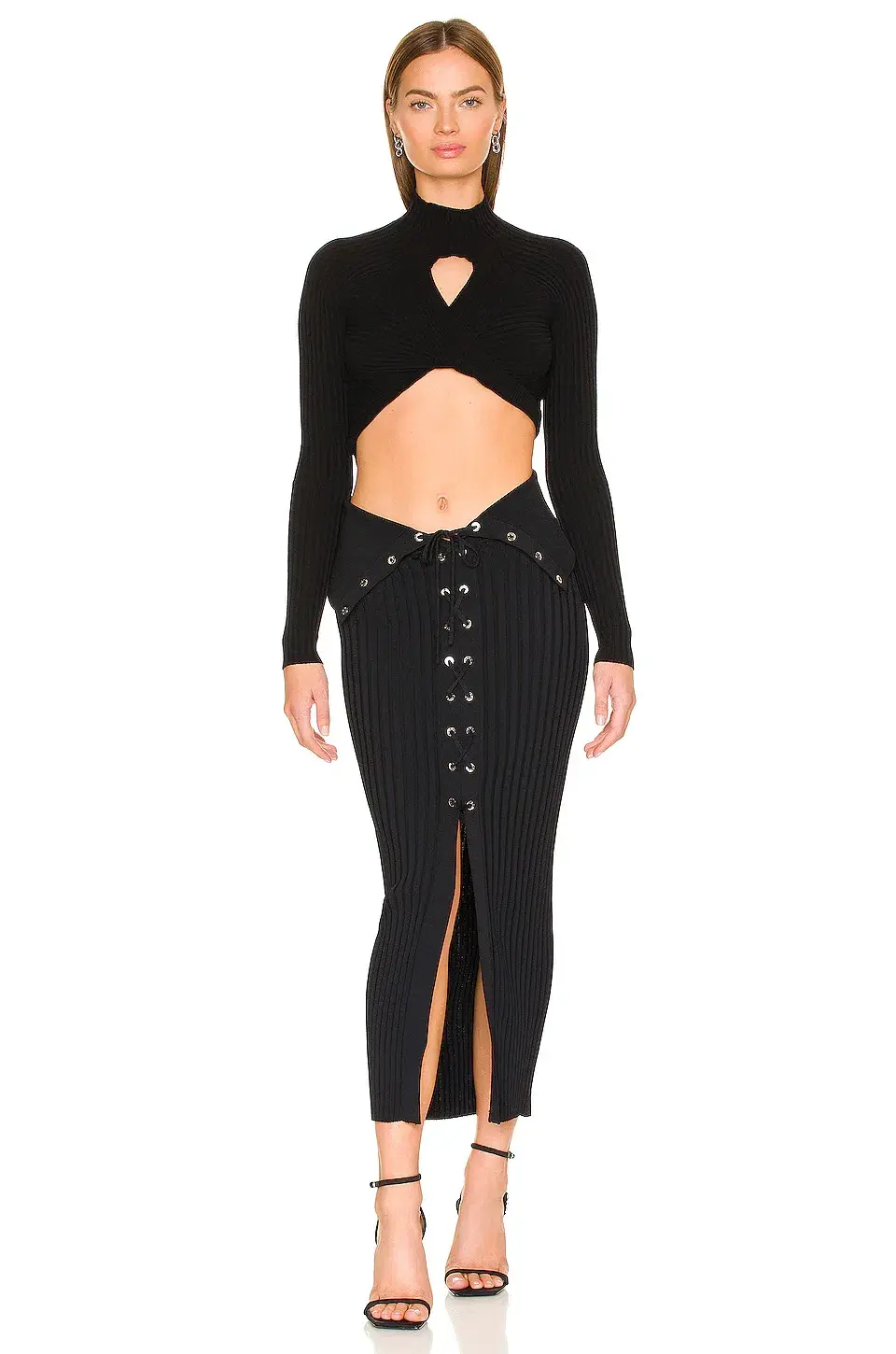 Dion Lee Lace Up Eyelet Skirt Black Size 6 - Image 2