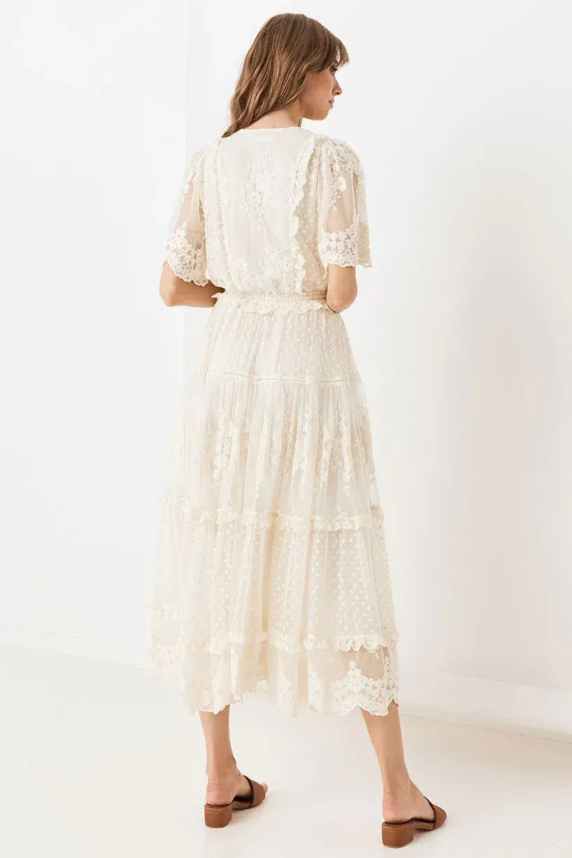 Spell & the Gypsy Dawn Lace Gown Cream Size S - Image 5