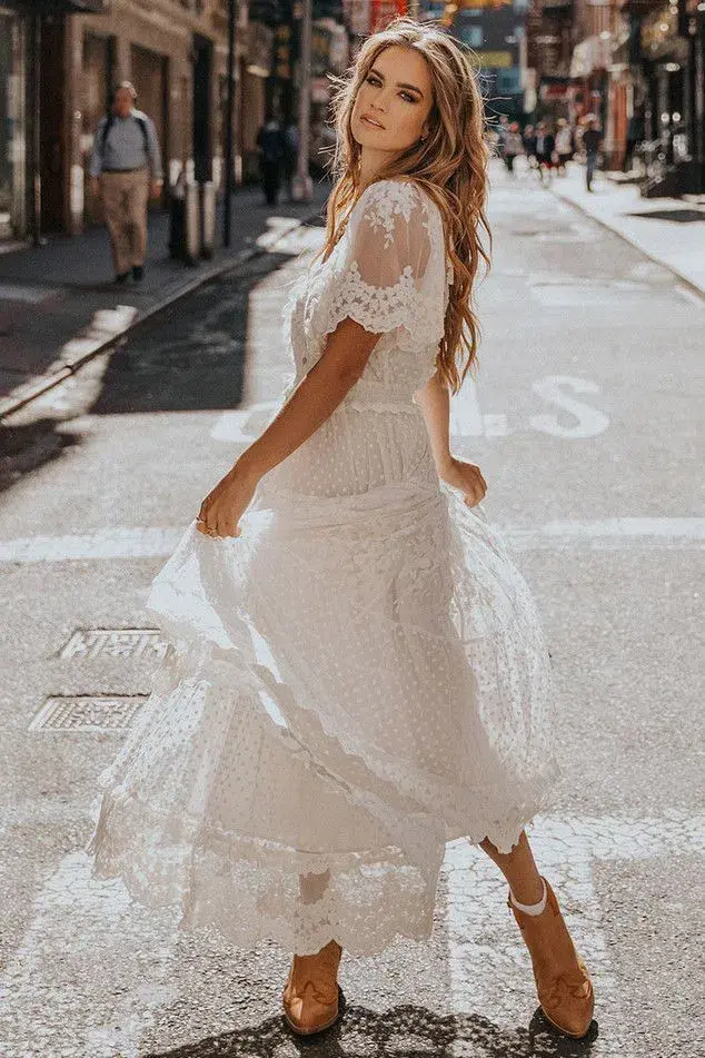 Spell & the Gypsy Dawn Lace Gown Cream Size S - Image 2