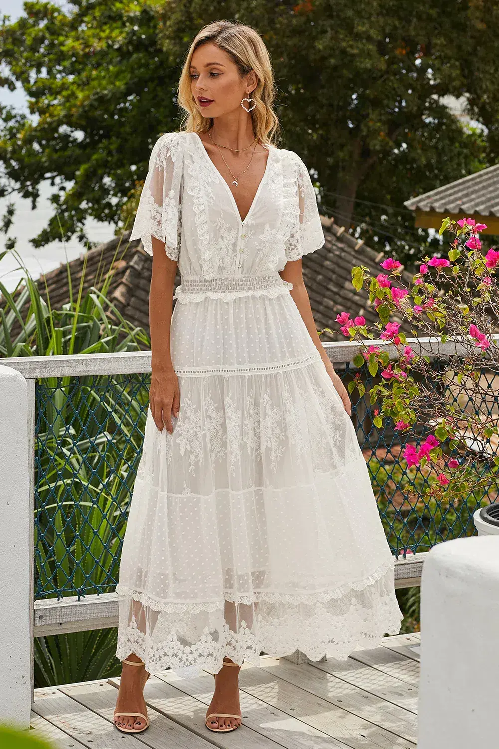 Spell & the Gypsy Dawn Lace Gown Cream Size S - Image 3