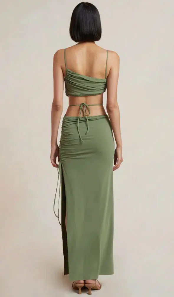 Bec & Bridge Dilkon Maxi Dress Olive Green Size 6 for rent on The Volte - main image