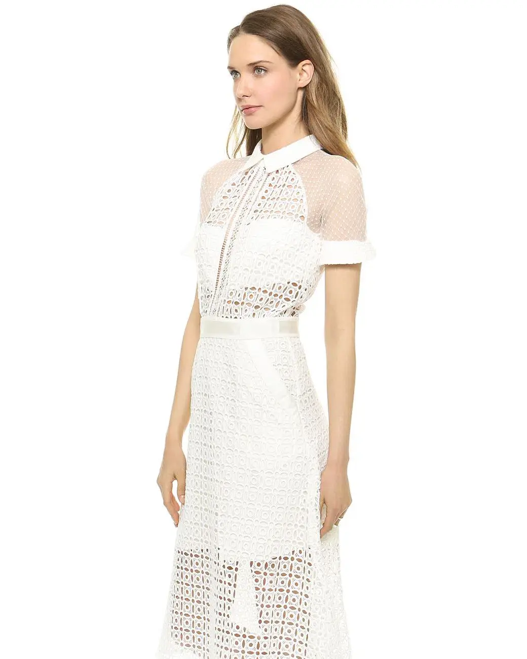 Self Portrait Pattern Play Lace Dress White Size 6 - Image 1